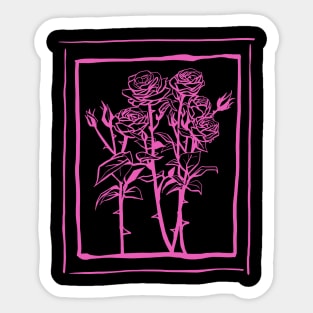 Hot Pink ink Roses Sticker